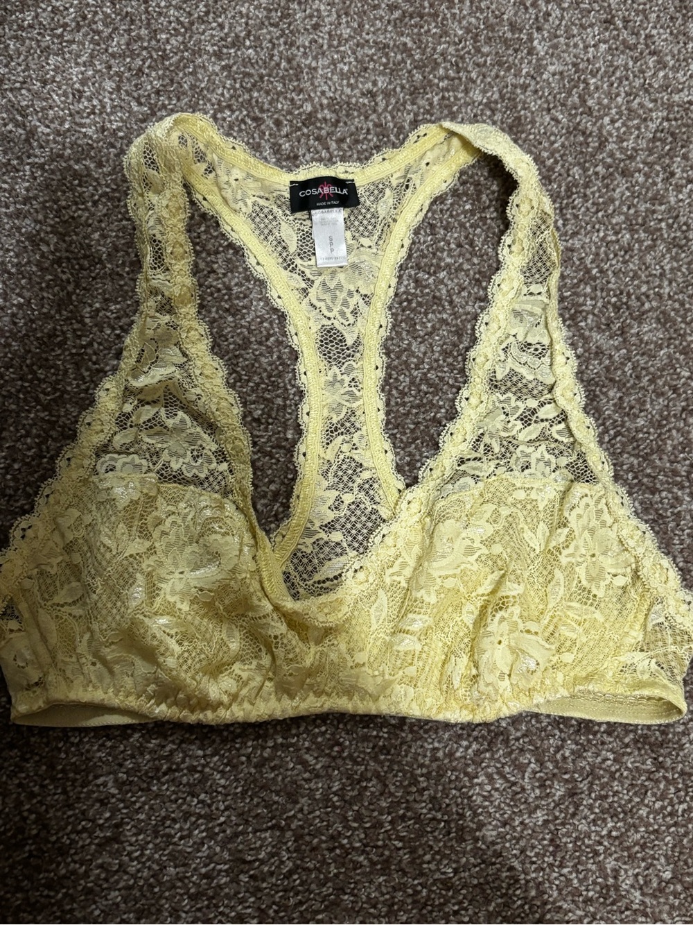 Cosabella Pale Yellow Lace Racerback Bralette